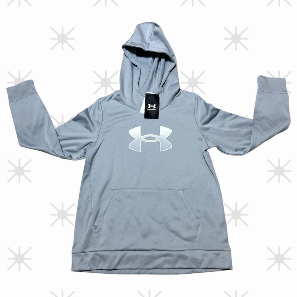 NWT Under Armour Youth Hoodie Gray Logo Pullover Sweatshirt Activewear Winter
